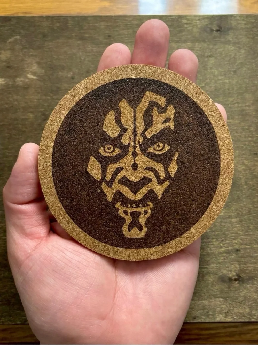 Star Wars Darth Maul Laser Engraved Cork Coaster